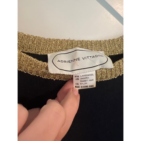 Adrienne Vittadini Good as Gold Long Sleeve Crew Neck Pullover Sweater Black - Picture 3 of 4